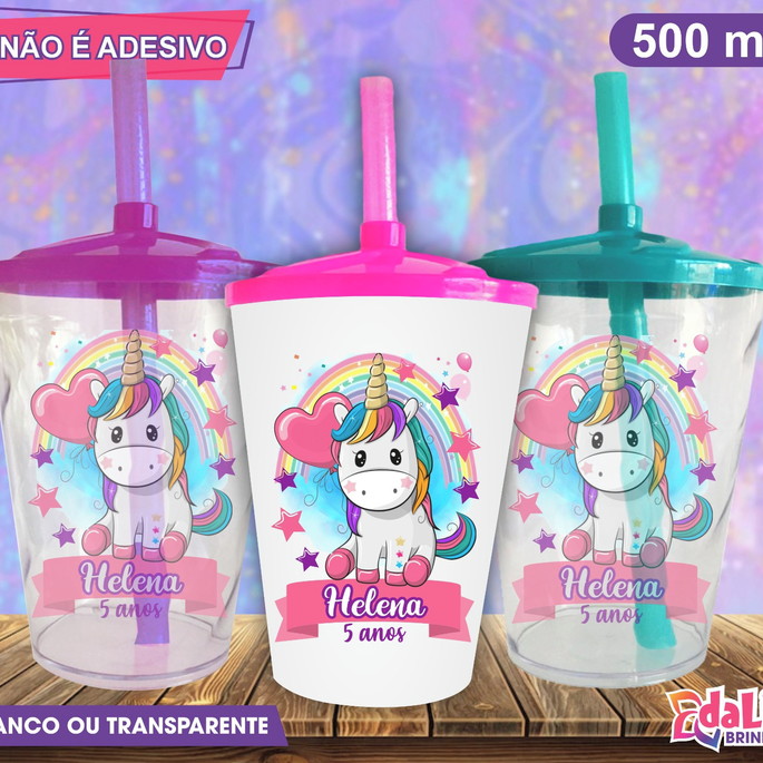 Imagem 1 - Copo Twister Personalizado Unicórnio Mod. 5 - 500 ml
