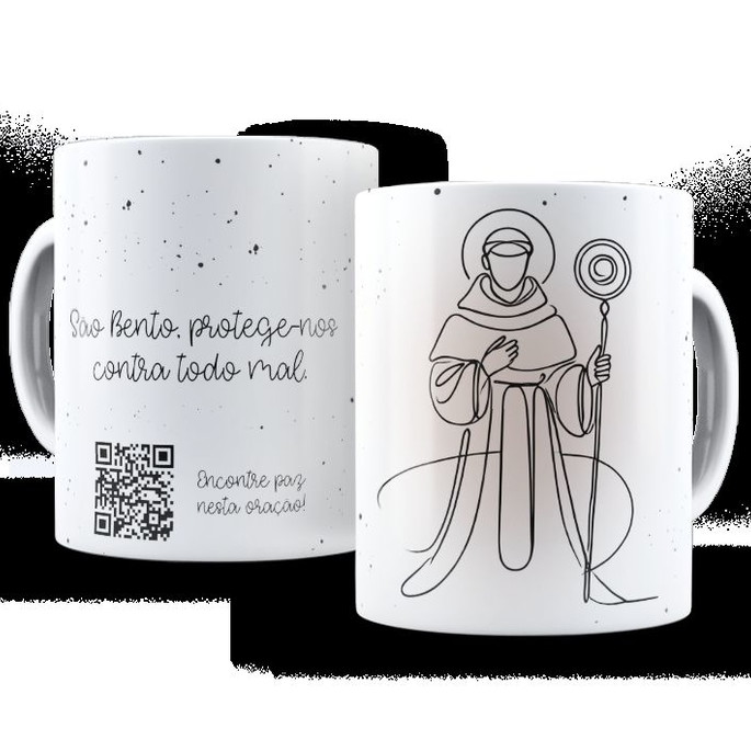 Imagem 1 - Caneca Religiosa com Qr Code Oracões Interativas São Bento