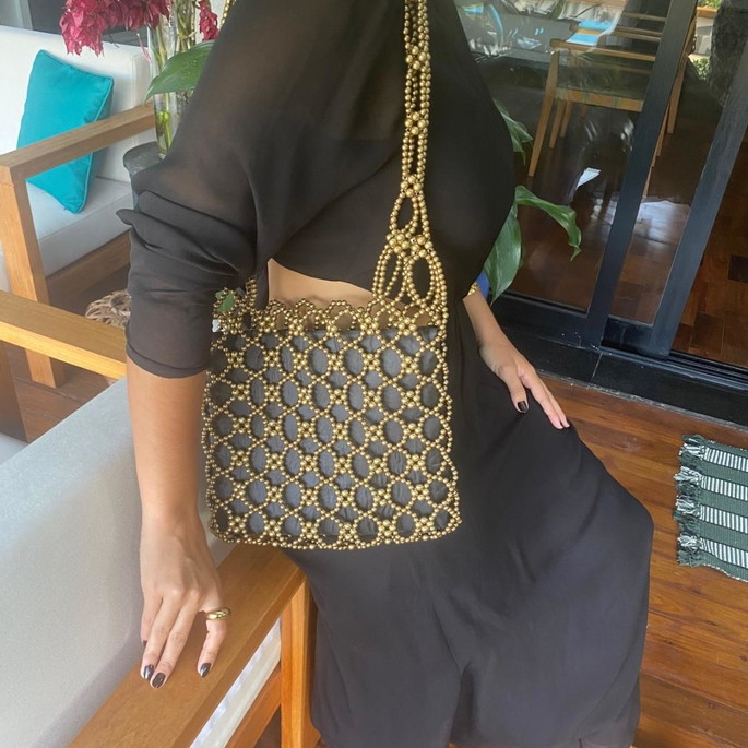 Imagem 1 - Bolsa Renda de Miçangas Ouro Velho - Versatil e Exclusiva