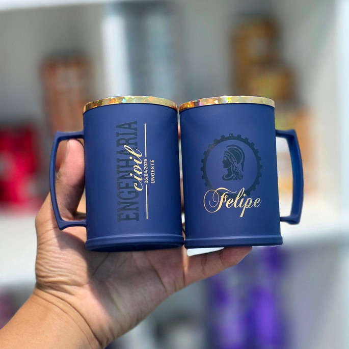 Imagem 1 - Canecas de Chopp 350ml Acrílico Azul Fosco - Formatura