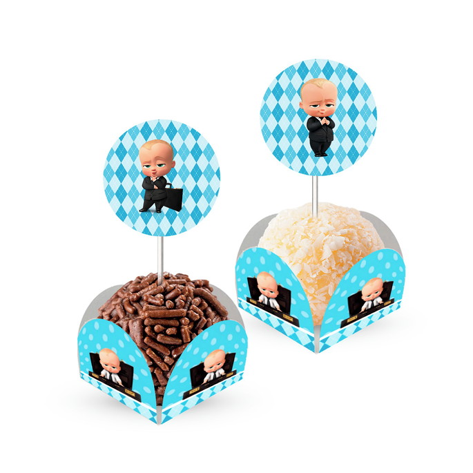 Imagem 2 - 80 Forminhas Doces Poderoso Chefinho + 80 Topper com Palito