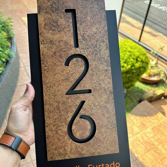 Imagem 1 - Número para Casa Acm com Acm Corten - 3 Dígitos 20x40