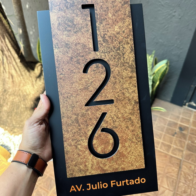 Imagem 3 - Número para Casa Acm com Acm Corten - 3 Dígitos 20x40