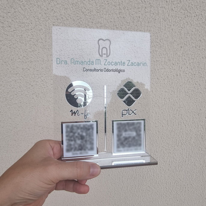 Imagem 3 - Placa Personalizada Logo e 2 Qr Codes com Acrílico Espelhado
