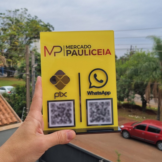 Imagem 4 - Placa Personalizada Logo e 2 Qr Codes com Acrílico Espelhado