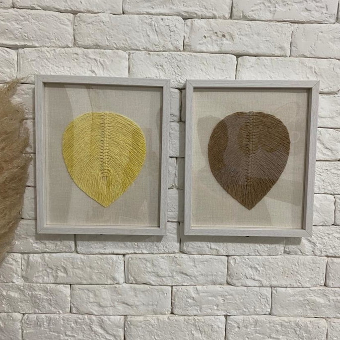 Imagem 1 - Kit com 2 Quadros de Madeira em Macramê