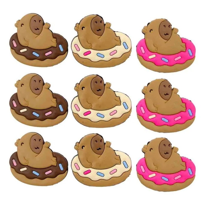 Imagem 1 - Aplique Capivara com Donuts Emborrachado com 5 Unidades