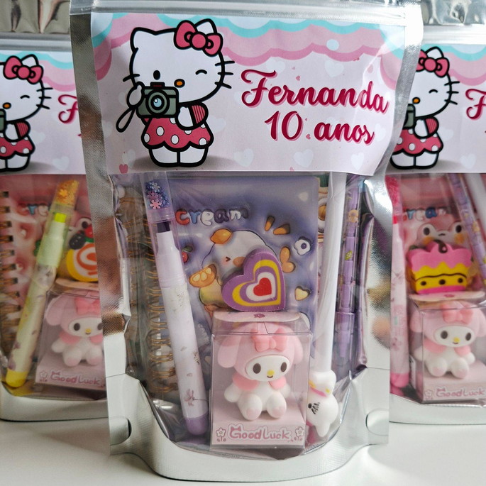 Imagem 2 - Kit Papelaria Fofa Saquinho com 6 Itens Hello Kitty