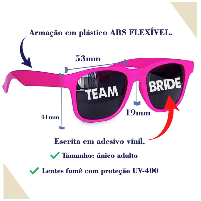 Imagem 3 - Óculos Personalizados Despedida de Solteira Team Bride