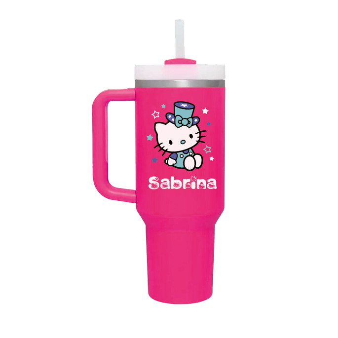 Imagem 1 - Copo Térmico com Alça e Canudo 1.2l - Hello Kitty