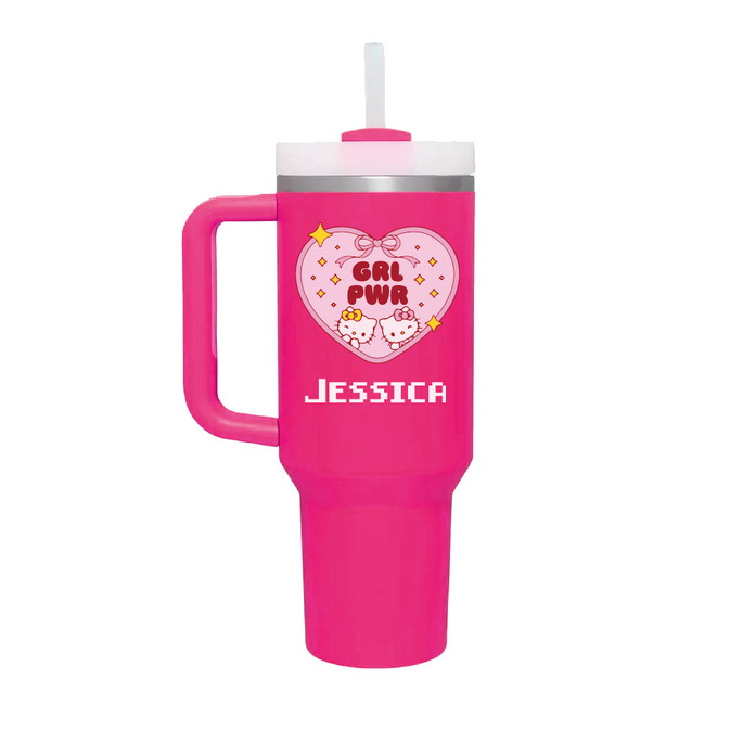 Imagem 2 - Copo Térmico com Alça e Canudo 1.2l - Hello Kitty
