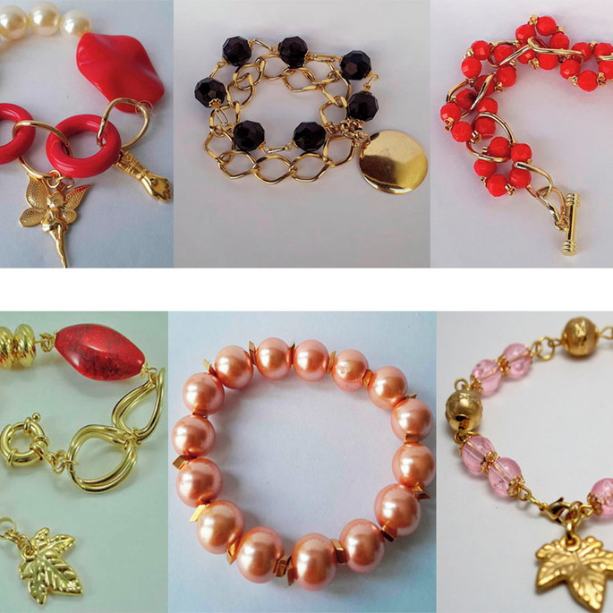 Imagem 1 - Kit com 6 Pulseiras com Bolas de Resina Colorida e Dourada