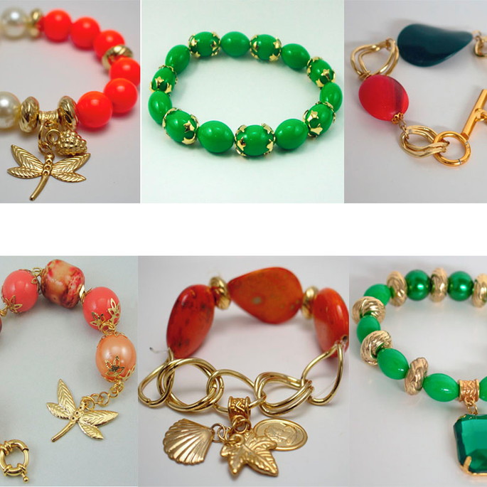 Imagem 1 - Kit com 6 Pulseiras com Bolas de Resina Colorida