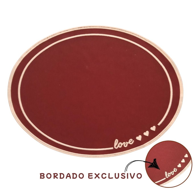 Imagem 3 - Jogo Americano Oval - Bordado Love