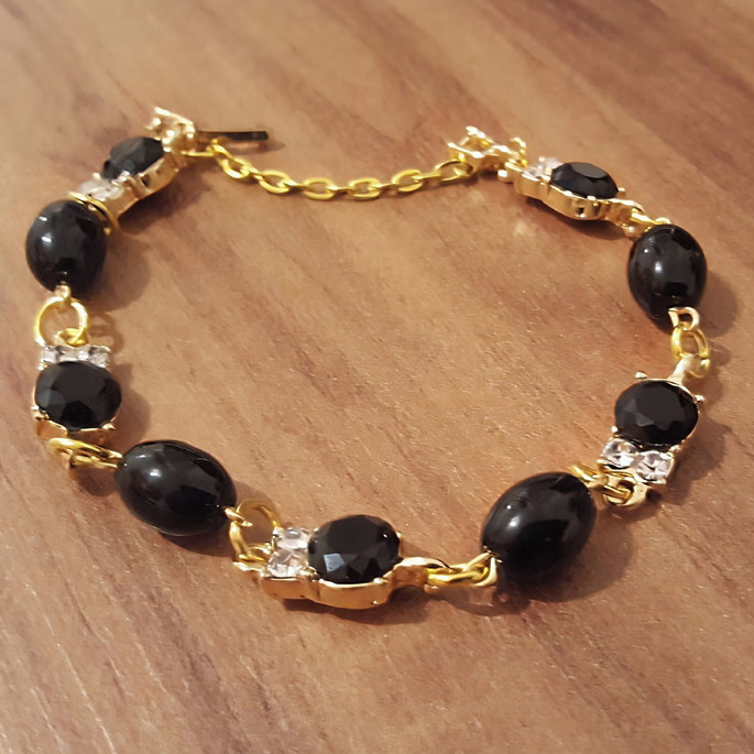 Imagem 3 - Pulseira de Pedras Ágata e Cristais Pretos