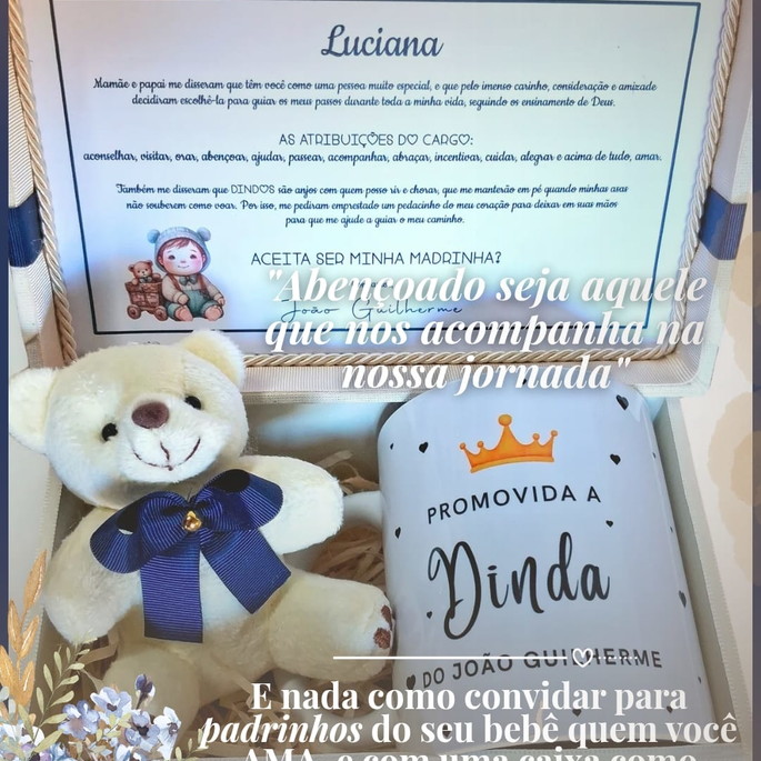 Imagem 1 - Convite para Padrinhos com Xícara e Urso de Pelúcia (cod03)