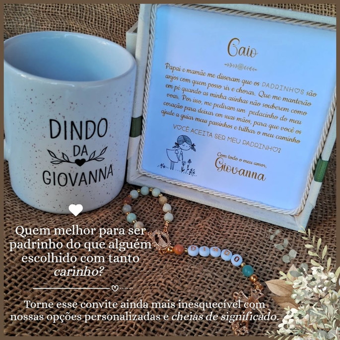 Imagem 1 - Convite para Padrinhos com Xícara e Terço (cod03)