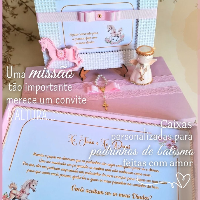 Imagem 1 - Convite Padrinhos com Porta Retrato e Anjo da Guarda (cod08)