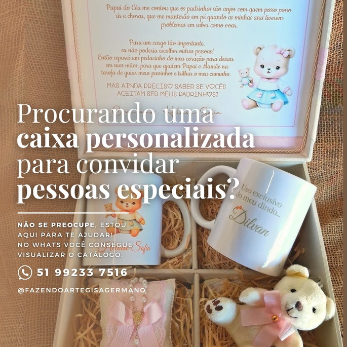 Imagem 1 - Convite Padrinhos com Duas Xícaras, Pelúcia e Sachê (cod31)