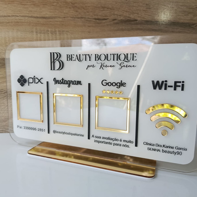 Imagem 3 - Placa Qr Code Pix Insta Wifi ou Goog Personalizada 4 Ícones