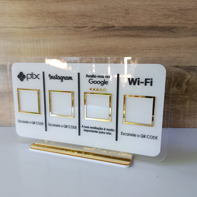 Imagem 4 - Placa Qr Code Pix Insta Wifi ou Goog Personalizada 4 Ícones