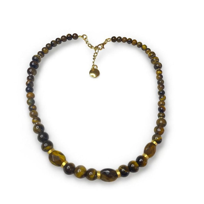 Imagem 1 - Choker Olho de Tigre com Banho de Ouro