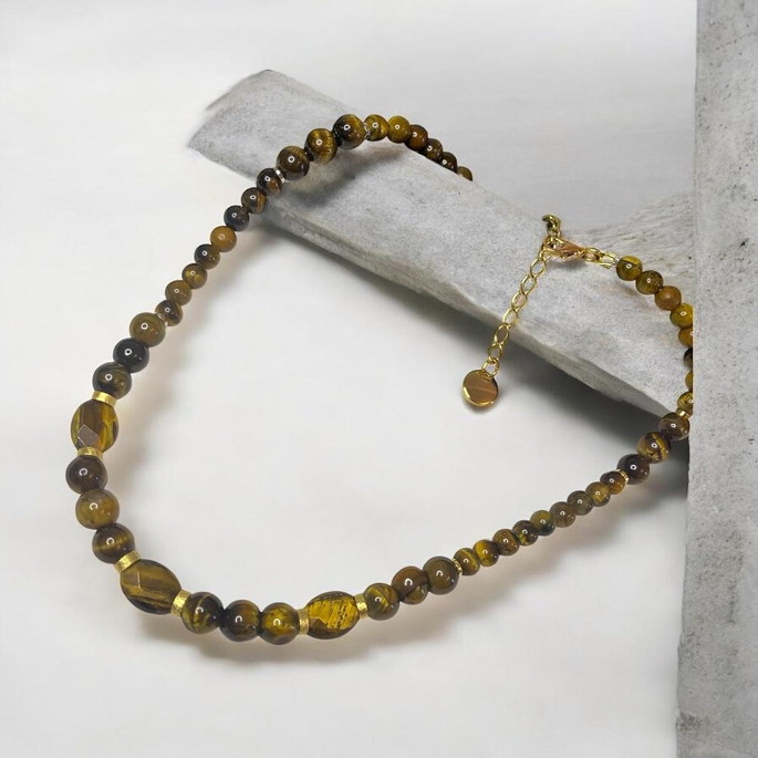 Imagem 2 - Choker Olho de Tigre com Banho de Ouro