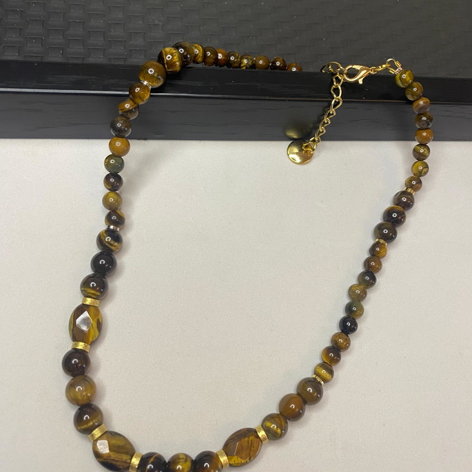 Imagem 3 - Choker Olho de Tigre com Banho de Ouro