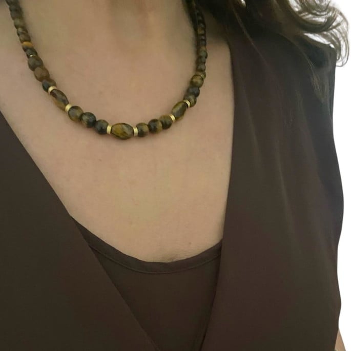 Imagem 4 - Choker Olho de Tigre com Banho de Ouro