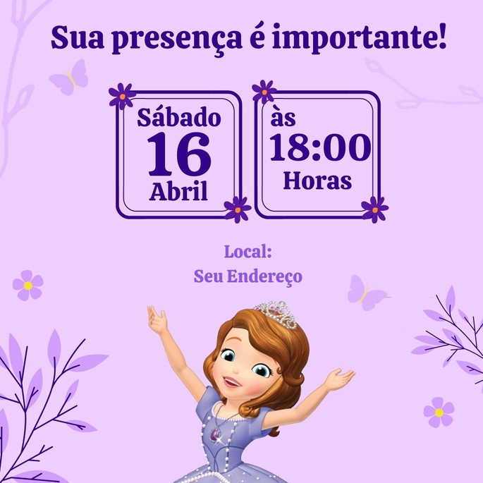 Imagem 2 - Convite Digital Princesa Sofia