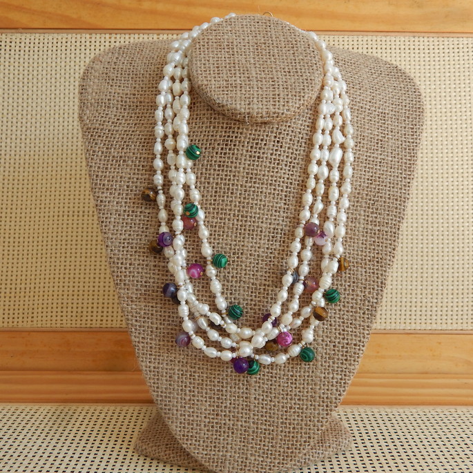 Imagem 2 - Colar Perolas e Agata Rosa