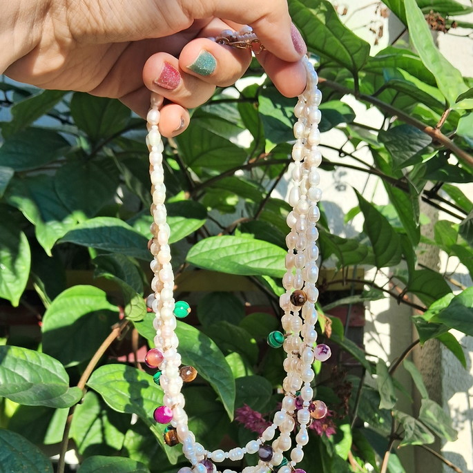 Imagem 4 - Colar Perolas e Agata Rosa