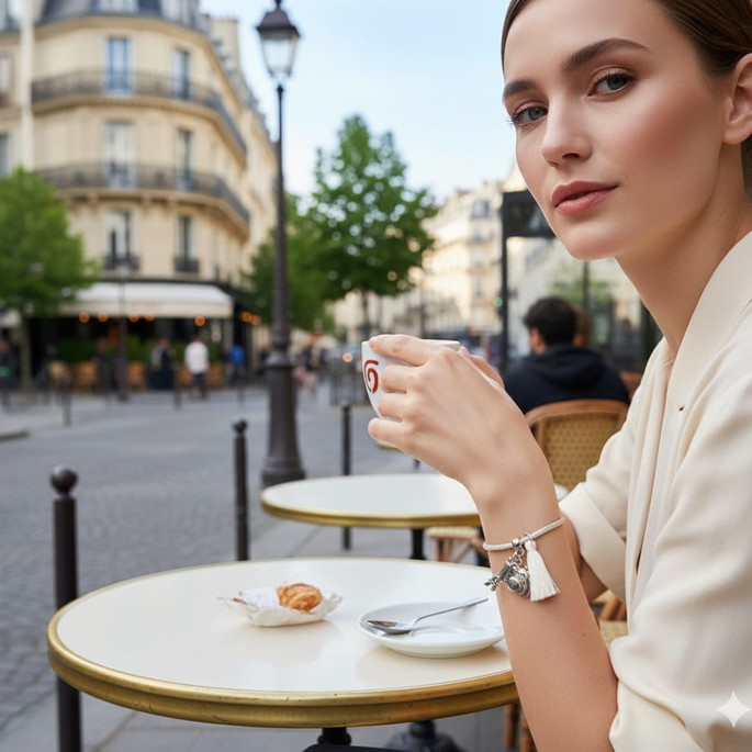 Imagem 2 - Pulseira com Berloque Paris- Pulseira com Pingente Viagem