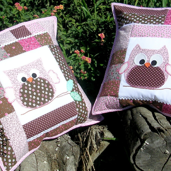 Imagem 2 - Capa para almofada Coruja - Patchwork