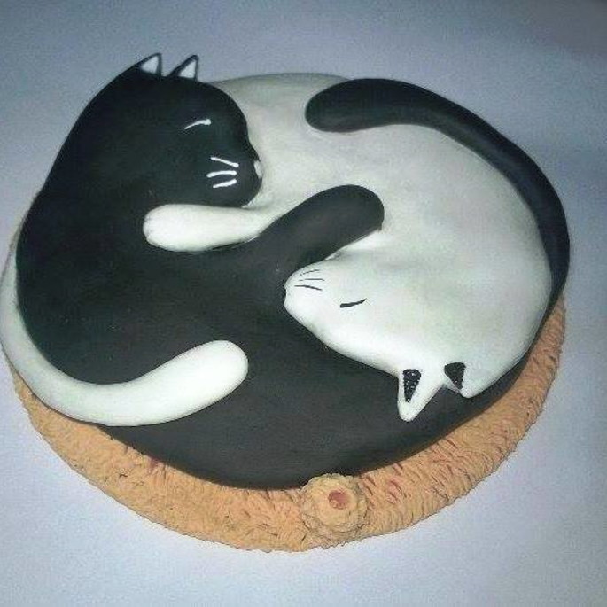 Imagem 2 - Incensário Gatinhos Yin Yang .