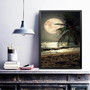 Imagem 1 - Quadro Decorativo Praia com Lua Cheia-a4 com Vidro