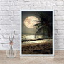 Imagem 2 - Quadro Decorativo Praia com Lua Cheia-a4 com Vidro