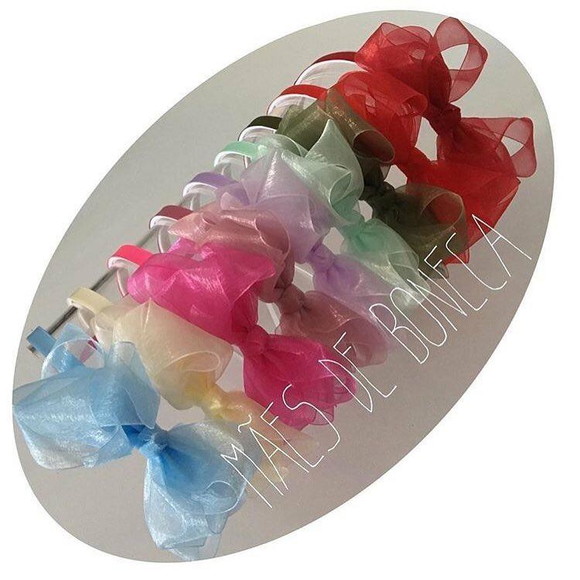 Tiara de Organza MÃES DE BONECA Elo7 Enfeite De Tiara ~ Tiara de Organza MÃES DE BONECA Elo7
