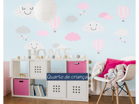 Adesivo nuvens + balões Quarto de Criança Aparador Tok Stok Preto ~ Adesivo nuvens + balões Quarto de Criança