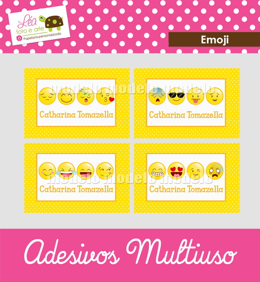 Adesivos material escolar Emoji Léa foto e arte Elo7 Armario Garaje Plastico ~ Adesivos material escolar Emoji Léa foto e arte Elo7