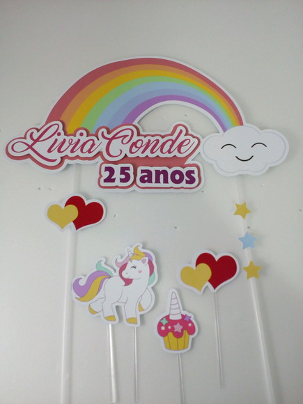 Bolo Tema Unicornio Elo7 Aparador Blanco Brillo Moderno ~ Bolo Tema Unicornio Elo7
