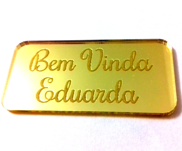 Aplique acrilico espelhado Placa com nome