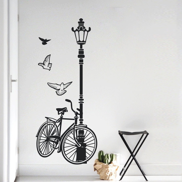 Adesivo de Parede Bicicleta No Poste Elo7 Artesanato Em Madeira Para Jardim ~ Adesivo de Parede Bicicleta No Poste Elo7