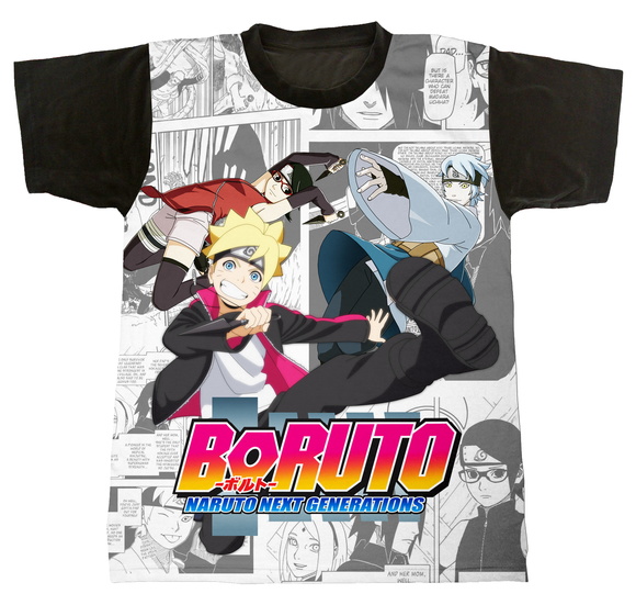 Camisa Camiseta Boruto Sarada Mitsuki Naruto Infantil Adulto Anime Desenho