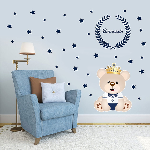 Adesivo Parede Urso Principe Elo7 Aparador Laqueado Bege ~ Adesivo Parede Urso Principe Elo7
