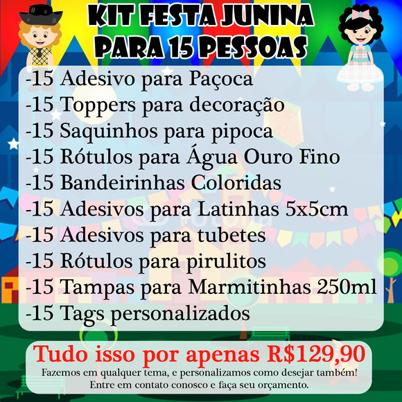 Kit Festa Junina Para 15 Pessoas Promocao | Elo7 - cardapio festa junina 100 pessoas