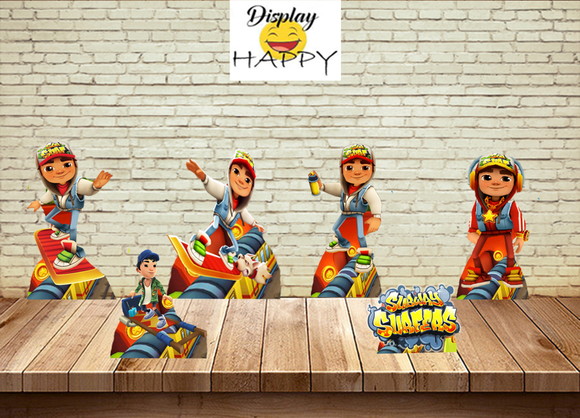 Kit Painel + Displays Decoração De Festa Subway Surfers