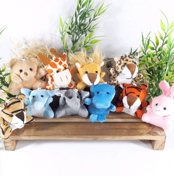 Jogo 50mini Chaveiros Animais De Pelucia 6cm Safari Selva