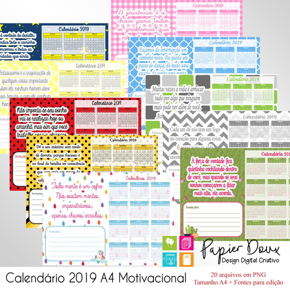 Calendario 2019 A4 Motivacional | Elo7 Calendario 2019 A4 Motivacional | Elo7