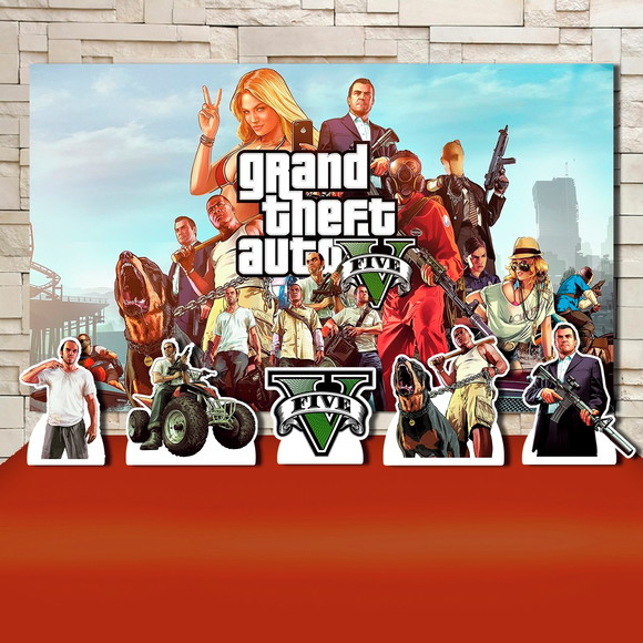 Poster Quadro Decorativo Jogo Gta 5 V Game Geek 32x23cm #7